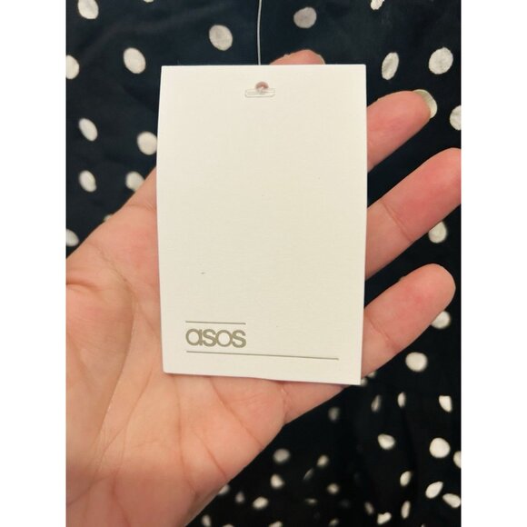 ASOS Retro A-Line Mini Dress Black White Polka Dot Fit Flare Retro Size 4 - Picture 9 of 12
